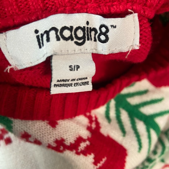 Red and Green Holiday crewneck sweater Deer and tree print Size Small - Picture 2 of 4